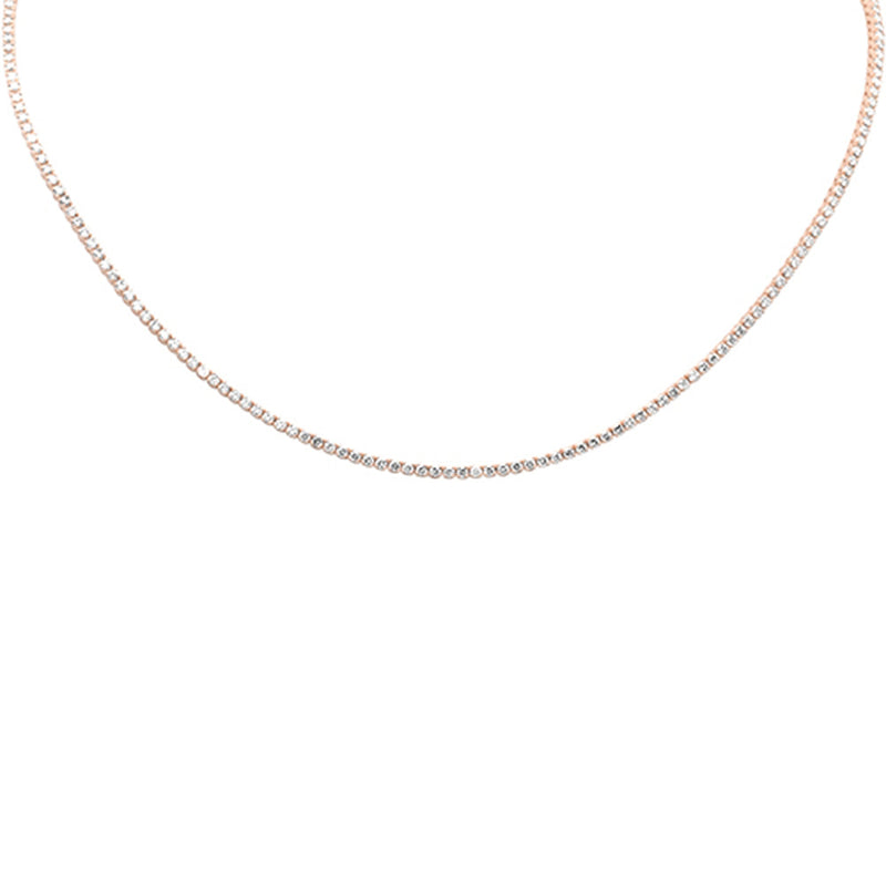 SPECIAL! 3.10ct G SI 14K Rose Gold Adjustable Tennis Necklace 14"+2" Long