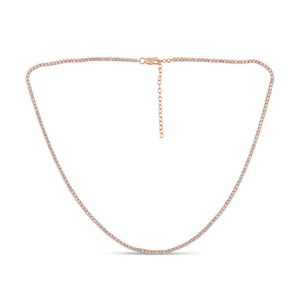SPECIAL! 3.10ct G SI 14K Rose Gold Adjustable Tennis Necklace 14"+2" Long