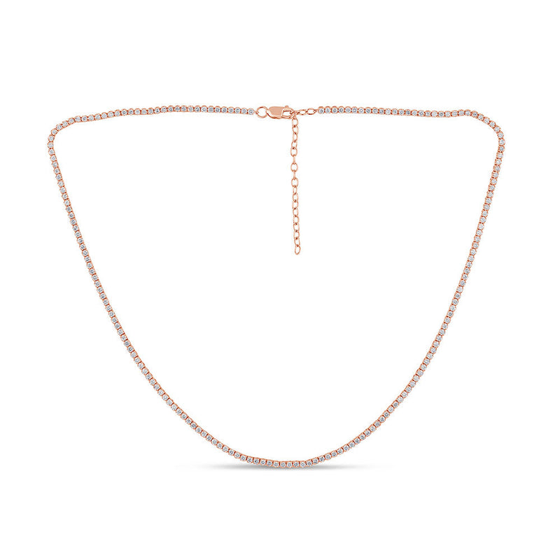 SPECIAL! 3.10ct G SI 14K Rose Gold Adjustable Tennis Necklace 14"+2" Long
