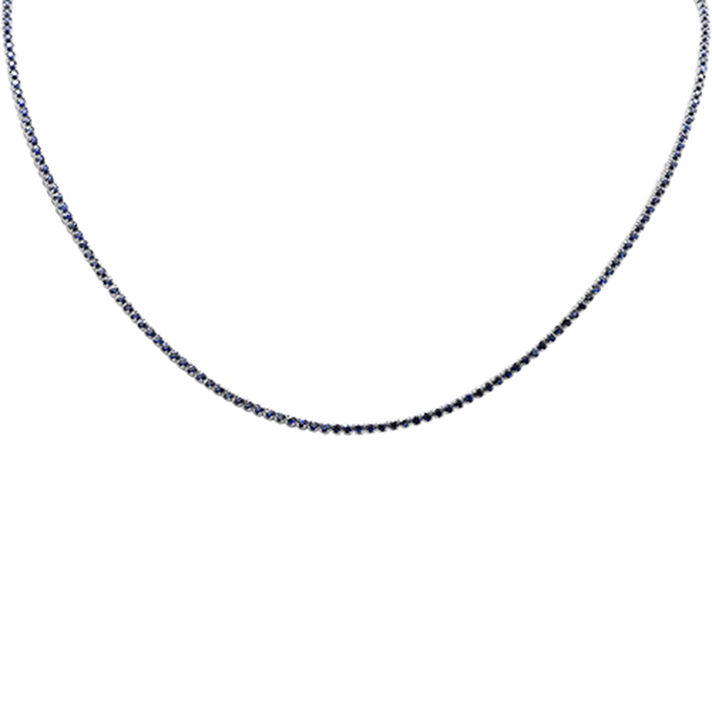 SPECIAL! 4.10ct G SI 14K White Gold Blue Sapphire Gemstones Adjustable Tennis Necklace 16"+2" Long
