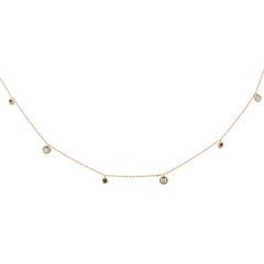 SPECIAL! .28ct G SI 14K Yellow Gold Multi Color Gemstone Pendant Necklace 16" + 2" Long