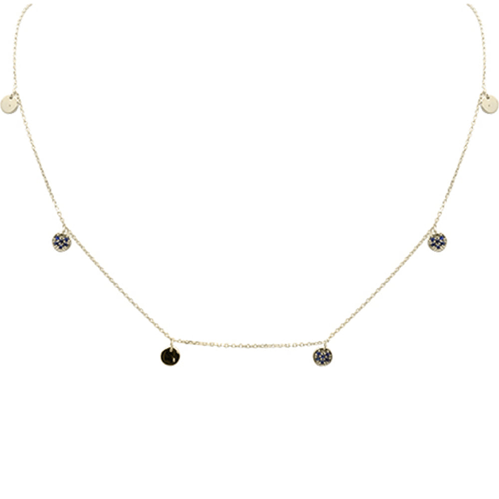 SPECIAL! .18ct G SI 14K Yellow Gold Blue Sapphire Gemstone Pendant Necklace 18" Long