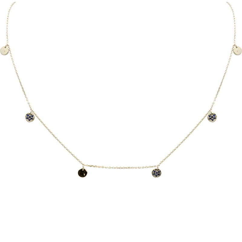 SPECIAL! .18ct G SI 14K Yellow Gold Blue Sapphire Gemstone Pendant Necklace 18" Long