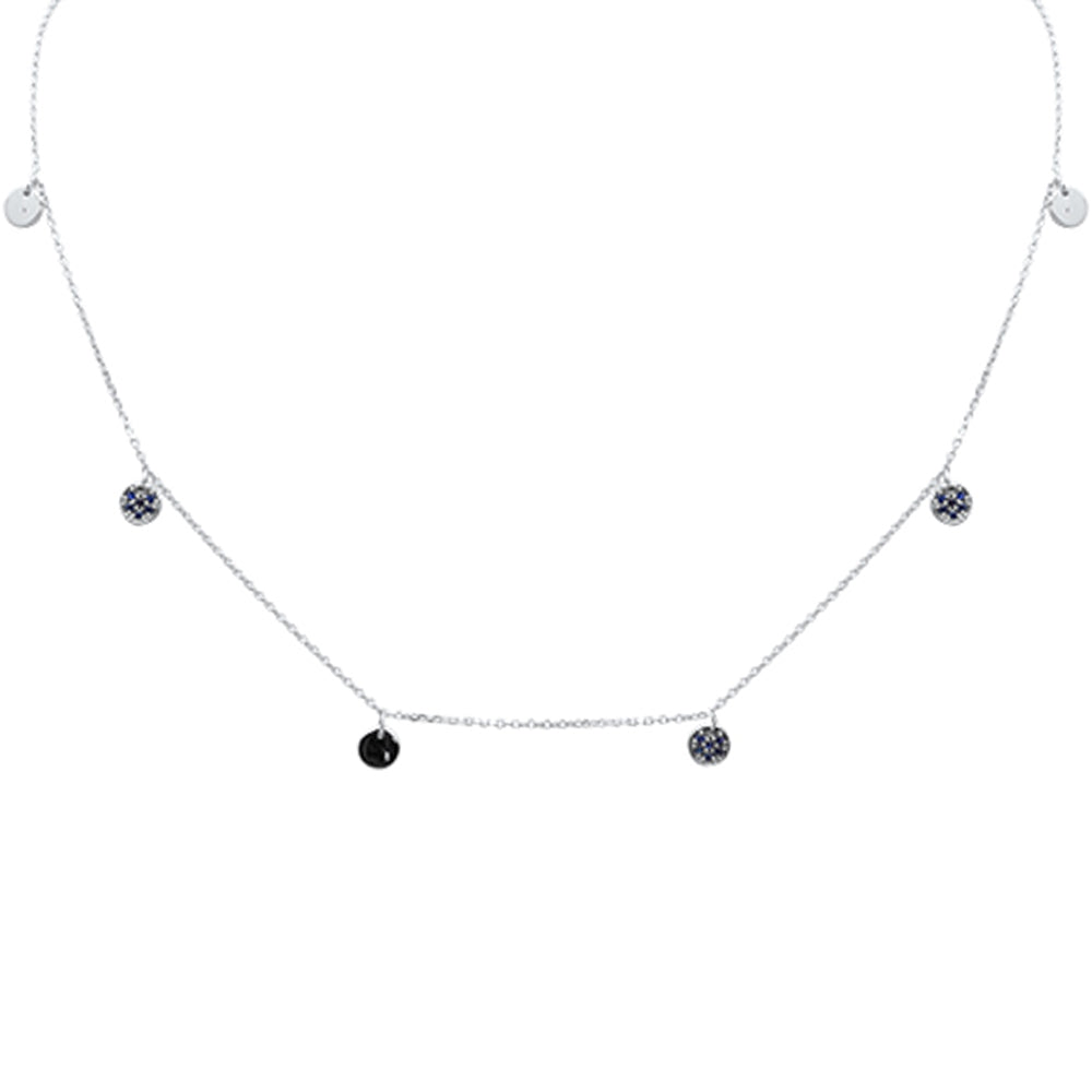 SPECIAL! .17ct G SI 14K White Gold Blue Sapphire Gemstone Pendant Necklace 18"