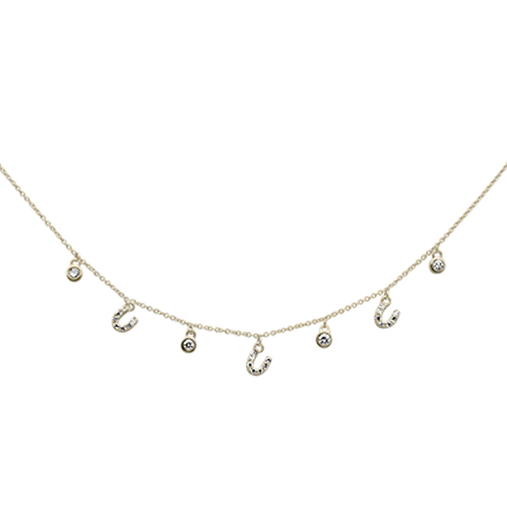 DIAMOND CLOSEOUT!  .32ct G SI 14K Yellow Gold Diamond Horsehoe Pendant Necklace 16" + 2" Long