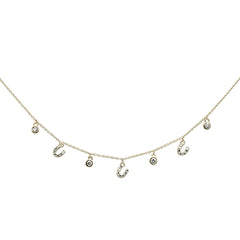 DIAMOND CLOSEOUT!  .32ct G SI 14K Yellow Gold Diamond Horsehoe Pendant Necklace 16" + 2" Long