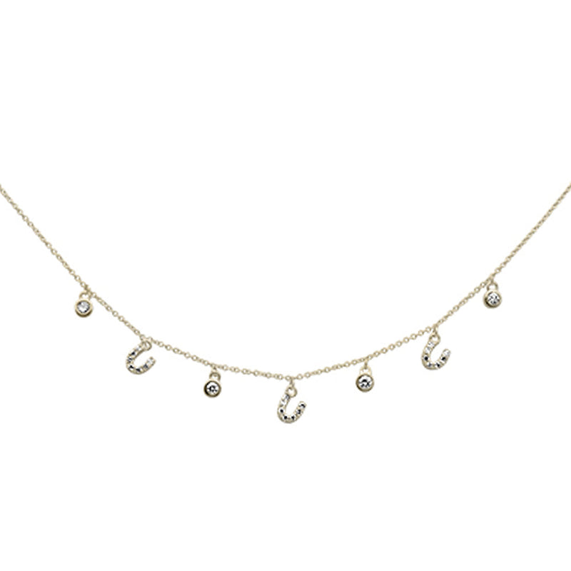 DIAMOND CLOSEOUT!  .32ct G SI 14K Yellow Gold Diamond Horsehoe Pendant Necklace 16" + 2" Long
