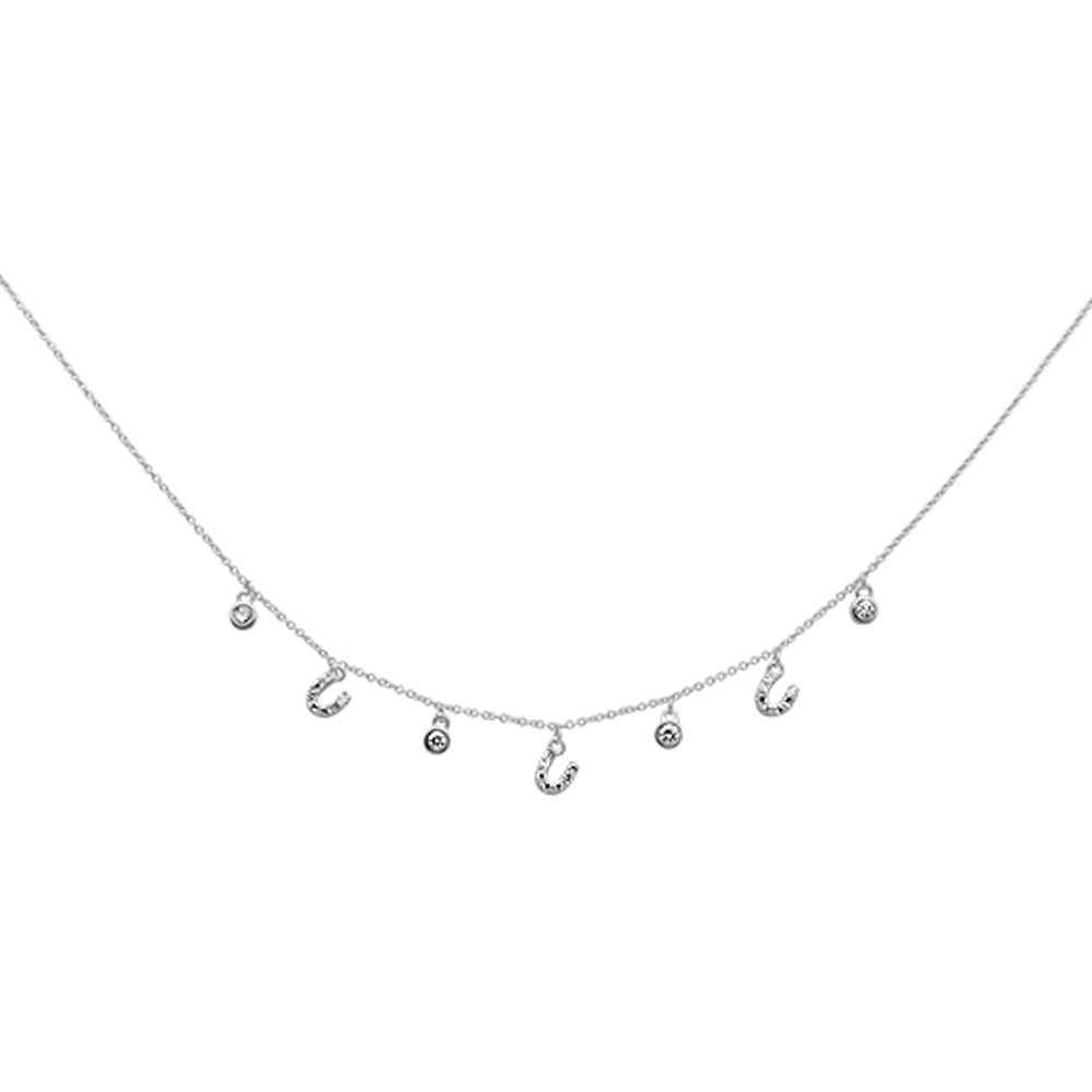 DIAMOND CLOSEOUT!  .34ct G SI 14K White Gold Diamond Horsehoe Pendant Necklace 16" + 2" Long