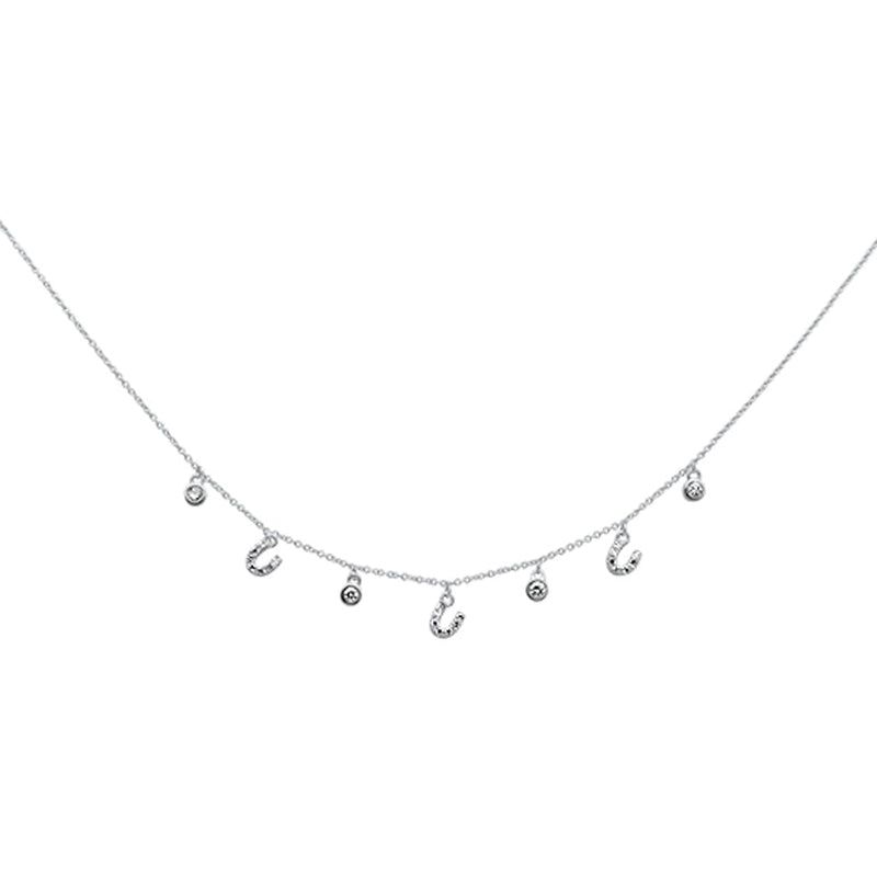 DIAMOND CLOSEOUT!  .34ct G SI 14K White Gold Diamond Horsehoe Pendant Necklace 16" + 2" Long
