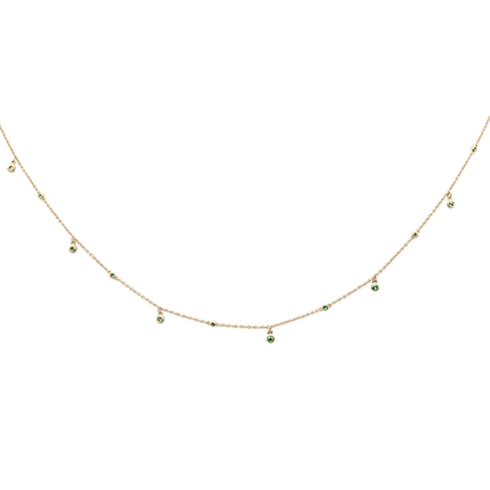 DIAMOND CLOSEOUT!  .14ct G SI 14K Yellow Gold Emerald Gemstone Pendant Necklace 18" Long