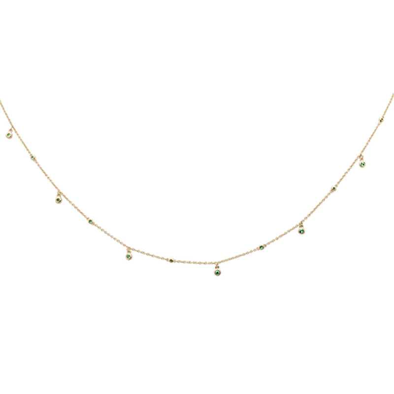 DIAMOND CLOSEOUT!  .14ct G SI 14K Yellow Gold Emerald Gemstone Pendant Necklace 18" Long