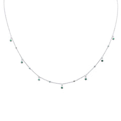 DIAMOND CLOSEOUT!  .13ct G SI 14K White Gold Emerald Gemstone Dangling Pendant Necklace 18" Long