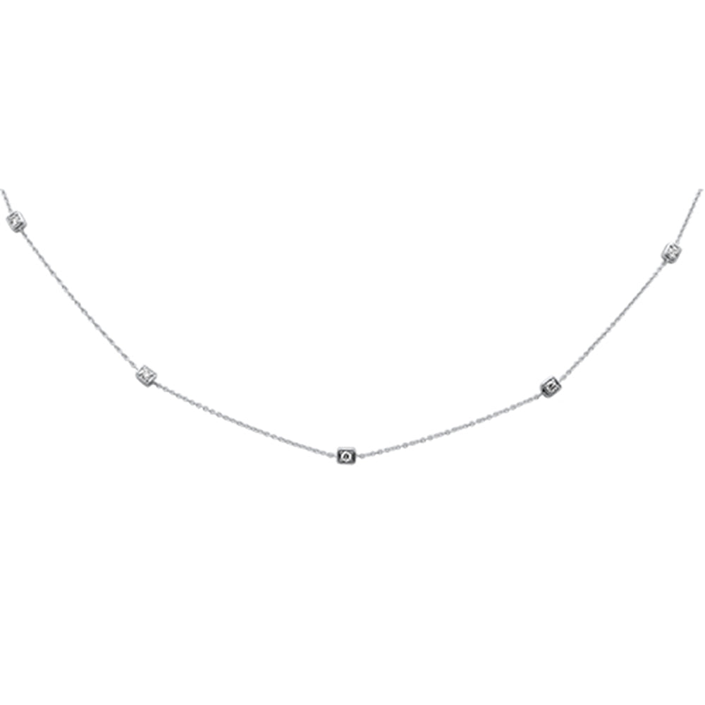 SPECIAL! .23ct G SI 14K White Gold Diamond Square Shaped Pendant Necklace 16" + 2" Extension