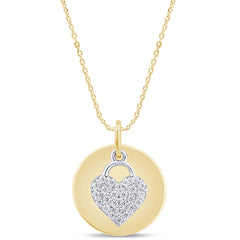 SPECIAL! .21ct G SI 14K Two Tone Diamond Round & Heart Shaped Pendant Necklace 18" Long