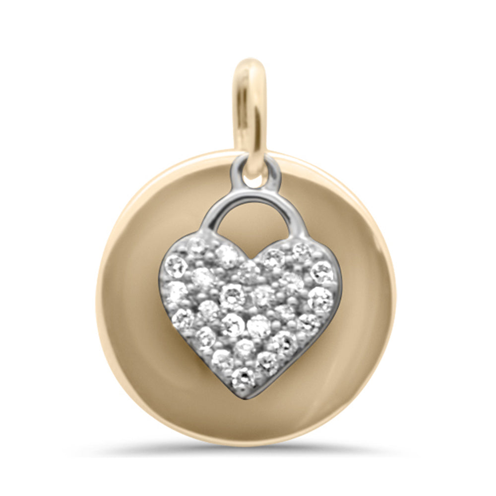 SPECIAL! .21ct G SI 14K Two Tone Diamond Round & Heart Shaped Pendant Necklace 18" Long