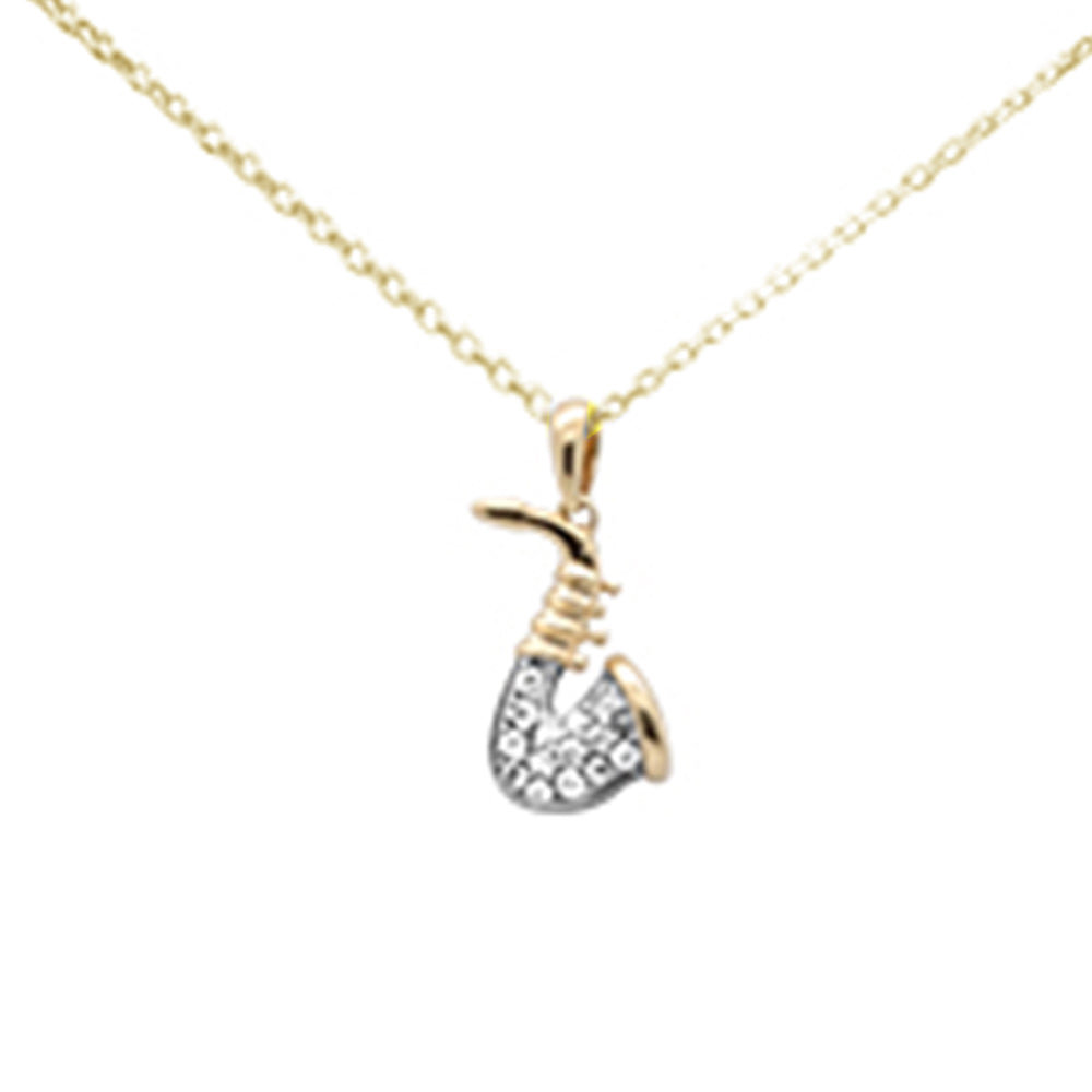 SPECIAL! .16ct G SI 14K Yellow Gold Diamond Saxophone Pendant Necklace 18" Long