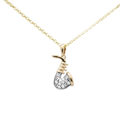 SPECIAL! .16ct G SI 14K Yellow Gold Diamond Saxophone Pendant Necklace 18" Long