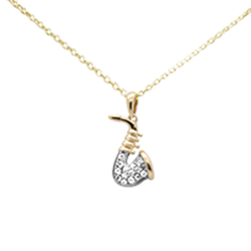 SPECIAL! .16ct G SI 14K Yellow Gold Diamond Saxophone Pendant Necklace 18" Long