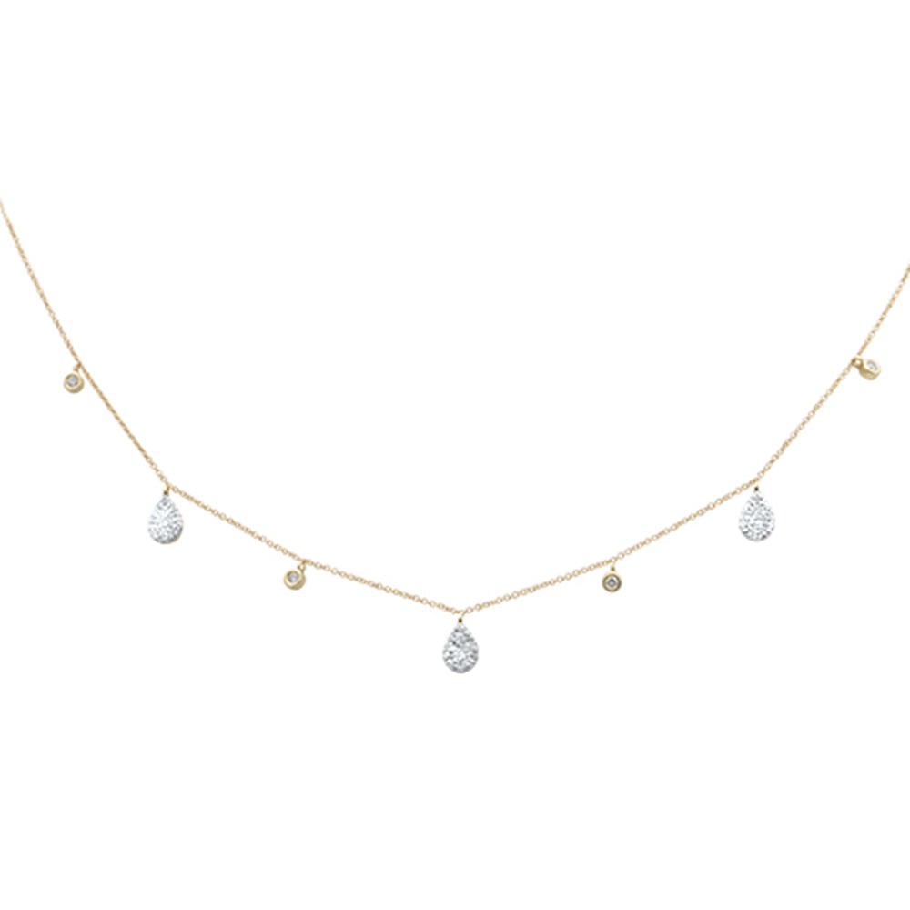 DIAMOND CLOSEOUT! .42ct G SI 14K Yellow Gold Diamond Pear & Round Shaped Drop Pendant Necklace 16" + 2" Long