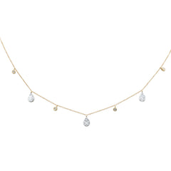 DIAMOND CLOSEOUT! .42ct G SI 14K Yellow Gold Diamond Pear & Round Shaped Drop Pendant Necklace 16" + 2" Long