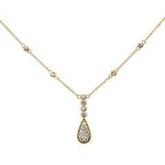 SPECIAL! .42ct G SI 14K Yellow Gold Diamond Pear & Round Shaped Drop Pendant Necklace 16" + 2" Long