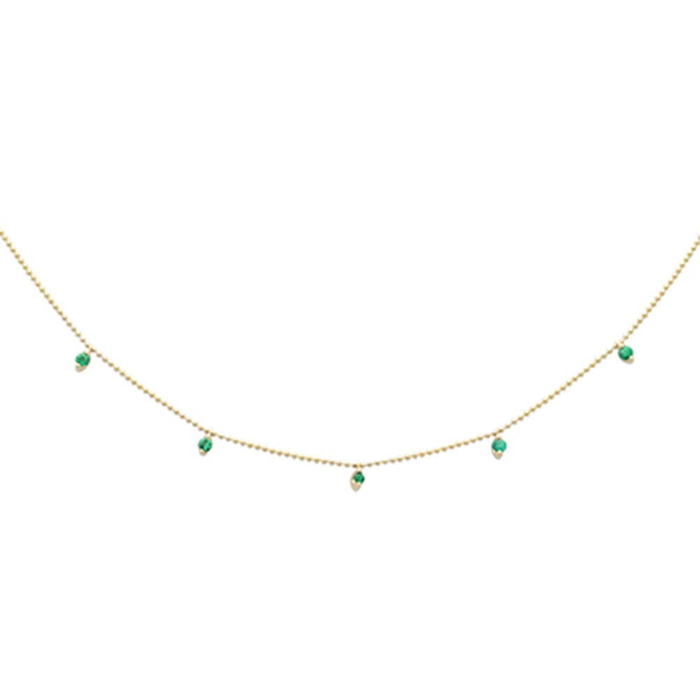 SPECIAL! .19ct G SI 14K Yellow Gold Emerald Gemstone Pendant Necklace 18" Long