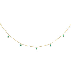 SPECIAL! .19ct G SI 14K Yellow Gold Emerald Gemstone Pendant Necklace 18" Long