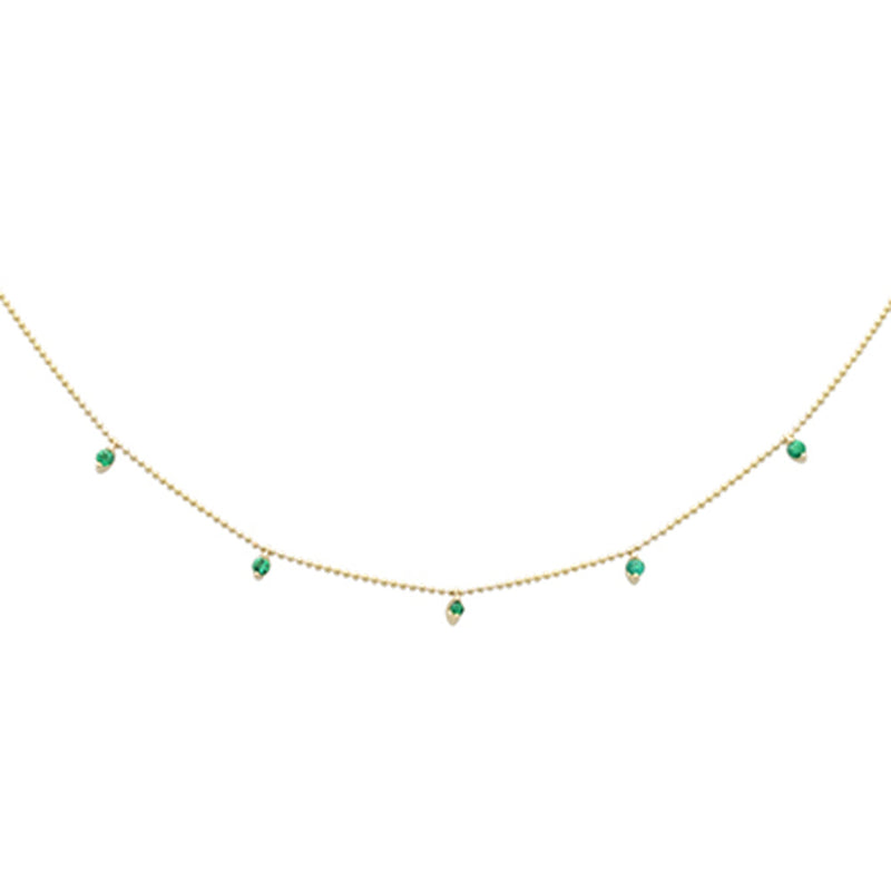 SPECIAL! .19ct G SI 14K Yellow Gold Emerald Gemstone Pendant Necklace 18" Long