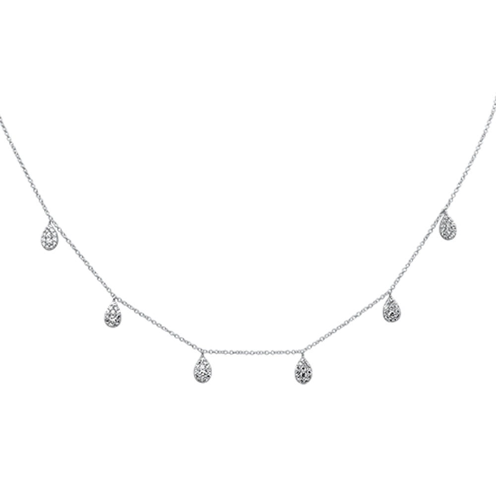 SPECIAL! .52ct G SI 14K White Gold Diamond Pear Shaped Drop Pendant Necklace 16" + 2" Long