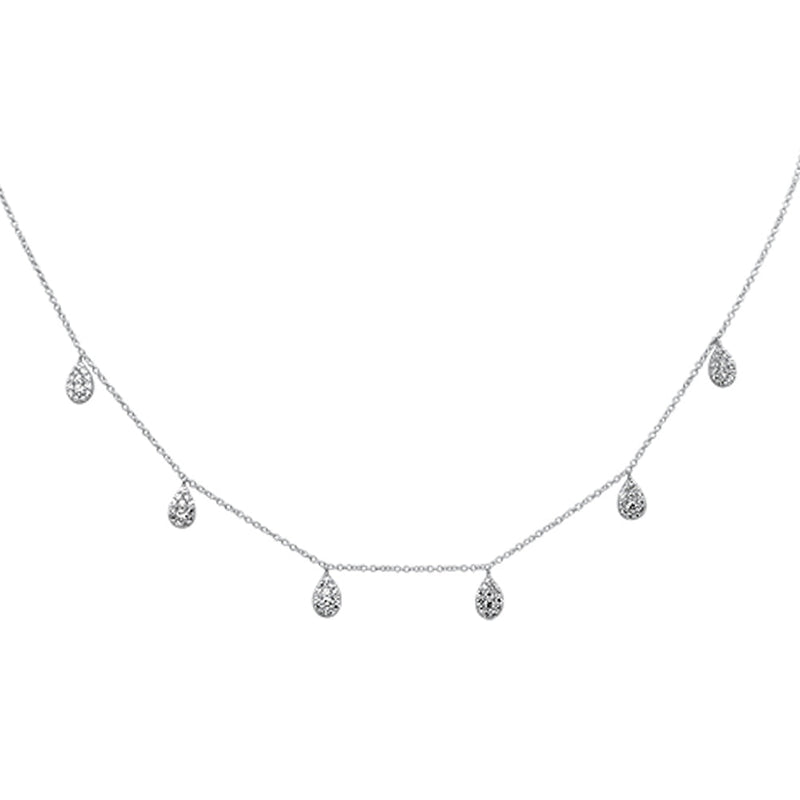 SPECIAL! .52ct G SI 14K White Gold Diamond Pear Shaped Drop Pendant Necklace 16" + 2" Long