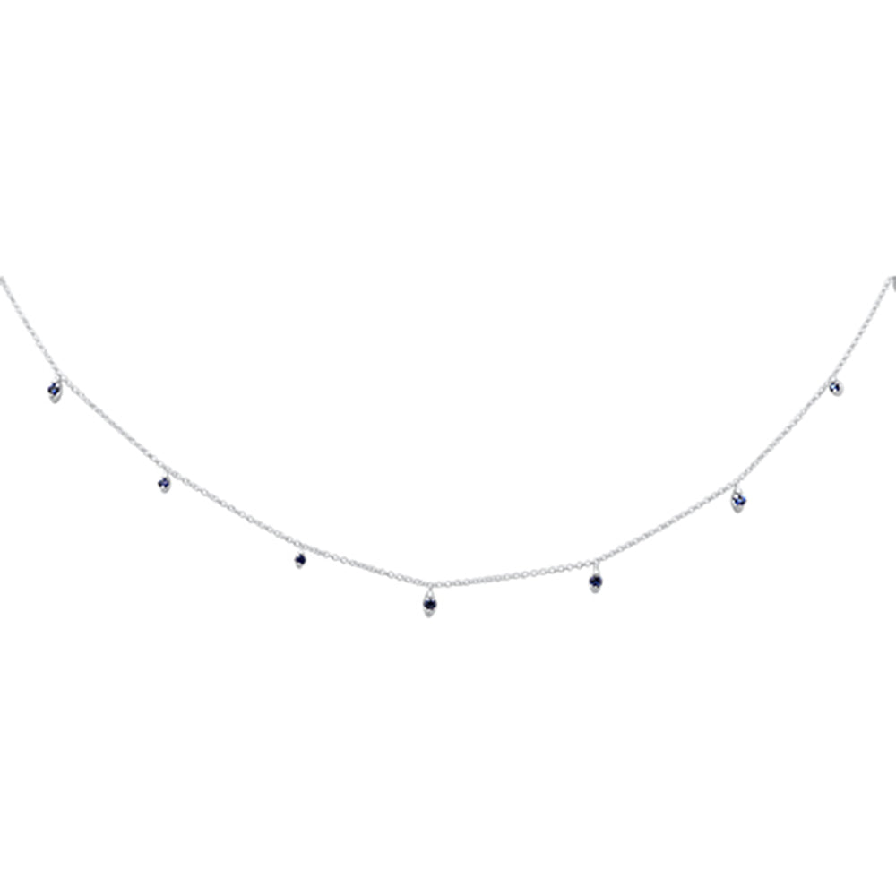 SPECIAL! .39ct G SI 14K White Gold Blue Sapphire Gemstone Pendant Necklace 16" + 2" Long
