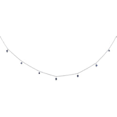 SPECIAL! .39ct G SI 14K White Gold Blue Sapphire Gemstone Pendant Necklace 16" + 2" Long