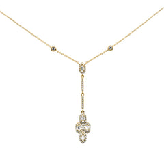 SPECIAL! .33ct G SI 14K Yellow Gold Diamond Round & Baguette Drop Pendant Necklace 16" + 2" Long