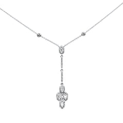 SPECIAL! .34ct G SI 14K White Gold Diamond Round & Baguette Drop Pendant Necklace 16" + 2" Long