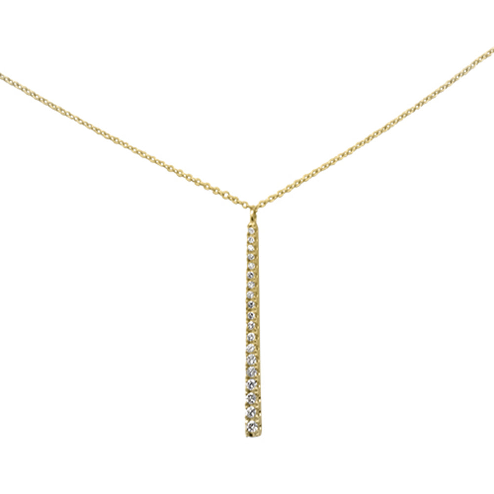 SPECIAL! .25ct G SI 14K Yellow Gold Diamond Line Drop Pendant Necklace 16" + 2" Long