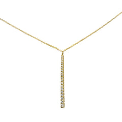 SPECIAL! .25ct G SI 14K Yellow Gold Diamond Line Drop Pendant Necklace 16" + 2" Long