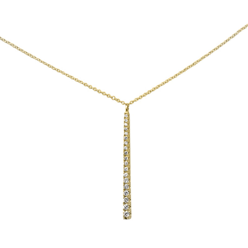 SPECIAL! .25ct G SI 14K Yellow Gold Diamond Line Drop Pendant Necklace 16" + 2" Long
