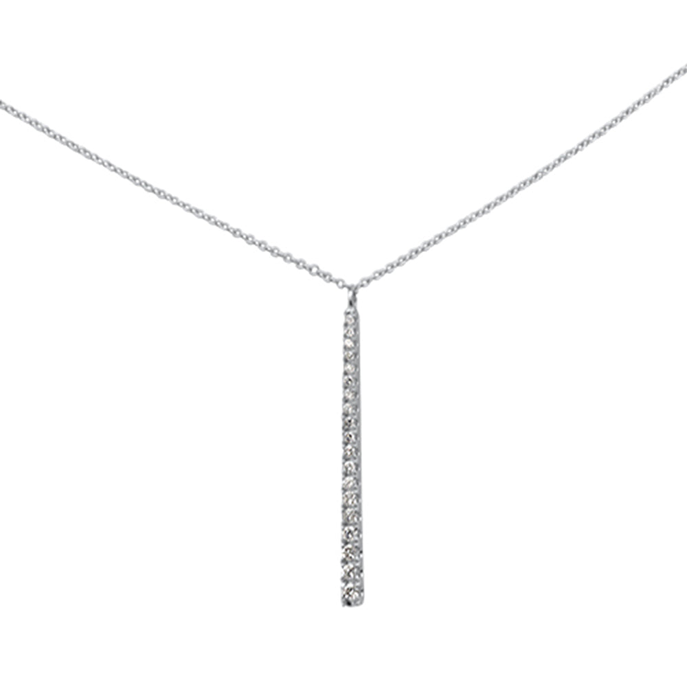 SPECIAL! .25ct G SI 14K White Gold Diamond Line Drop Pendant Necklace 16" Long