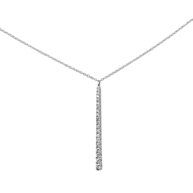 SPECIAL! .25ct G SI 14K White Gold Diamond Line Drop Pendant Necklace 16" Long