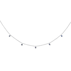 SPECIAL! .34ct G SI 14K White Gold Blue Sapphire Gemstone Pendant Necklace 18" Long