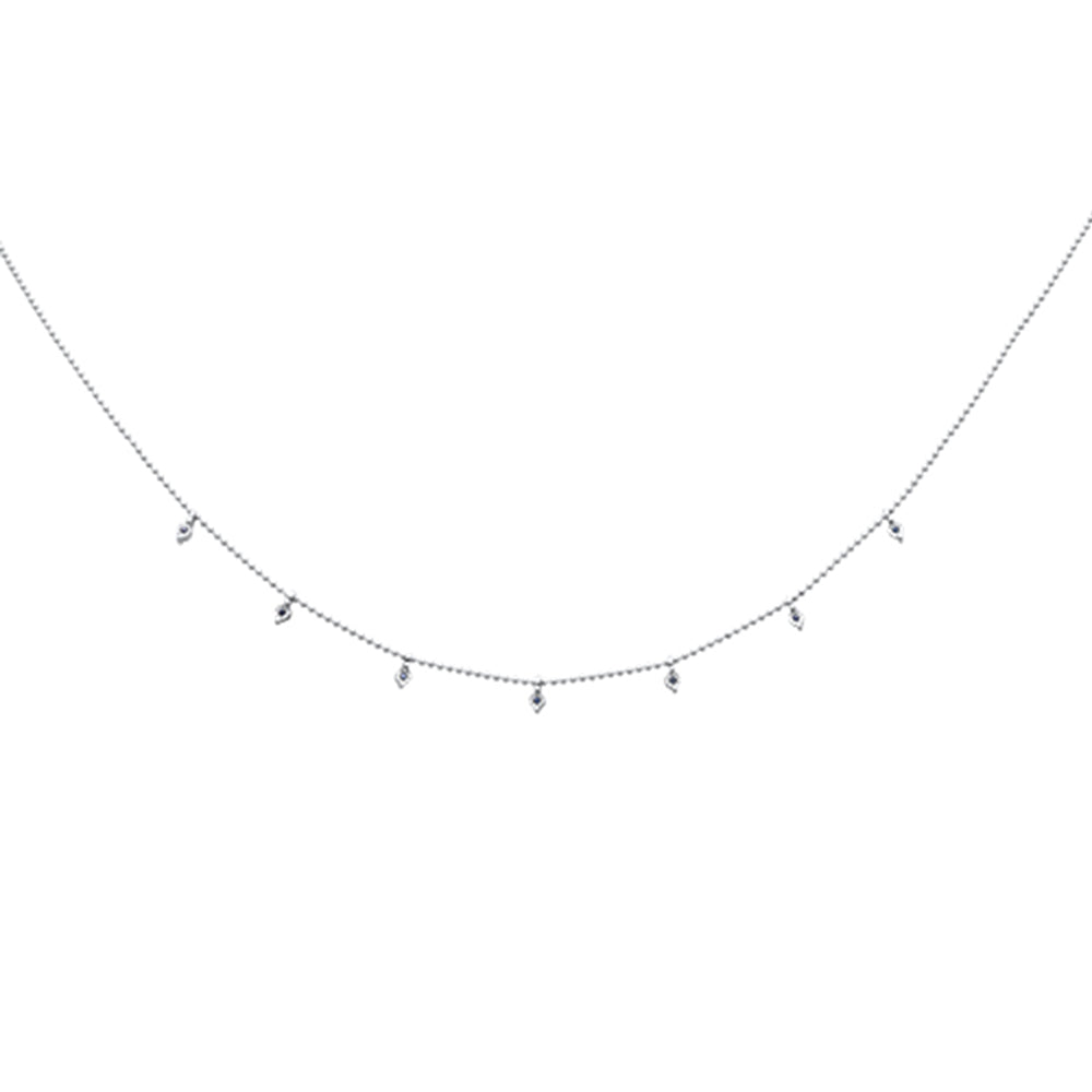 DIAMOND CLOSEOUT!  .03ct G SI 14K White Gold Blue Sapphire Gemstones Pendant Necklace 18"