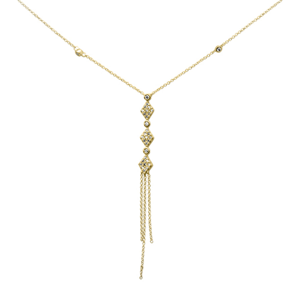 DIAMOND CLOSEOUT!  .28ct G SI 14K Yellow Gold Diamond Drop Pendant Necklace 16" + 2" Long