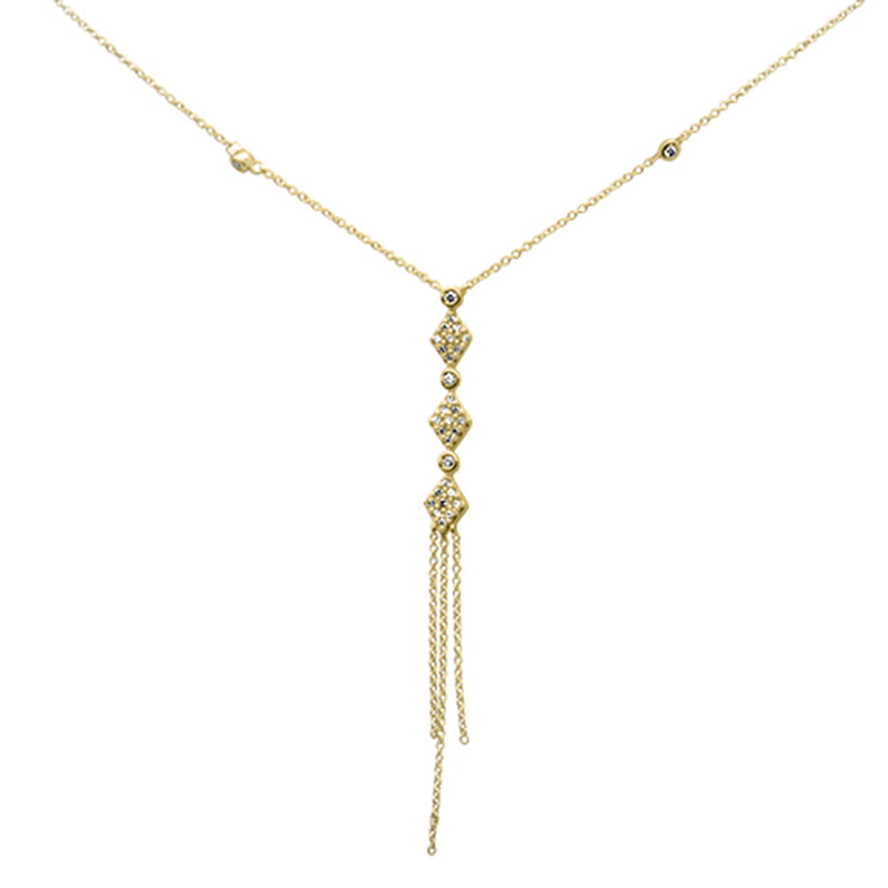 DIAMOND CLOSEOUT!  .28ct G SI 14K Yellow Gold Diamond Drop Pendant Necklace 16" + 2" Long
