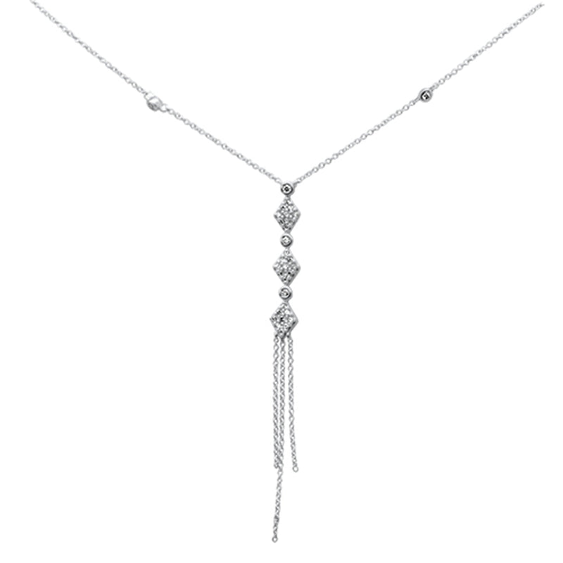 DIAMOND CLOSEOUT!  .28ct G SI 14K White Gold Diamond Drop Pendant Necklace 16" + 2" Long