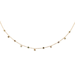 SPECIAL! .39ct 14K Yellow Gold Multi Color Gemstone Pendant Necklace 16" + 2" Long