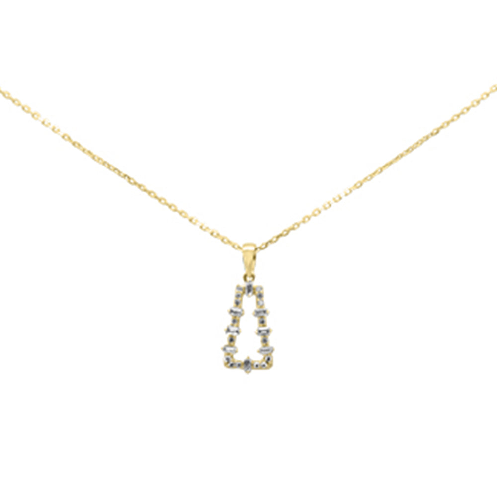 SPECIAL! .17ct G SI 14K Yellow Gold Diamond Round & Baguette Pendant Necklace 18" Long