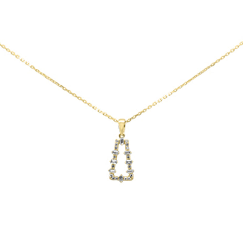 SPECIAL! .17ct G SI 14K Yellow Gold Diamond Round & Baguette Pendant Necklace 18" Long