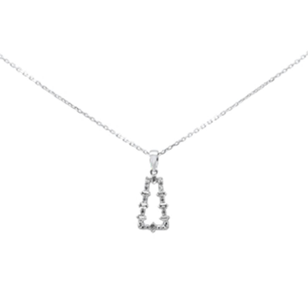 .17ct G SI 14K White Gold Diamond Round & Baguette Pendant Necklace 18" Long