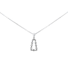 .17ct G SI 14K White Gold Diamond Round & Baguette Pendant Necklace 18" Long