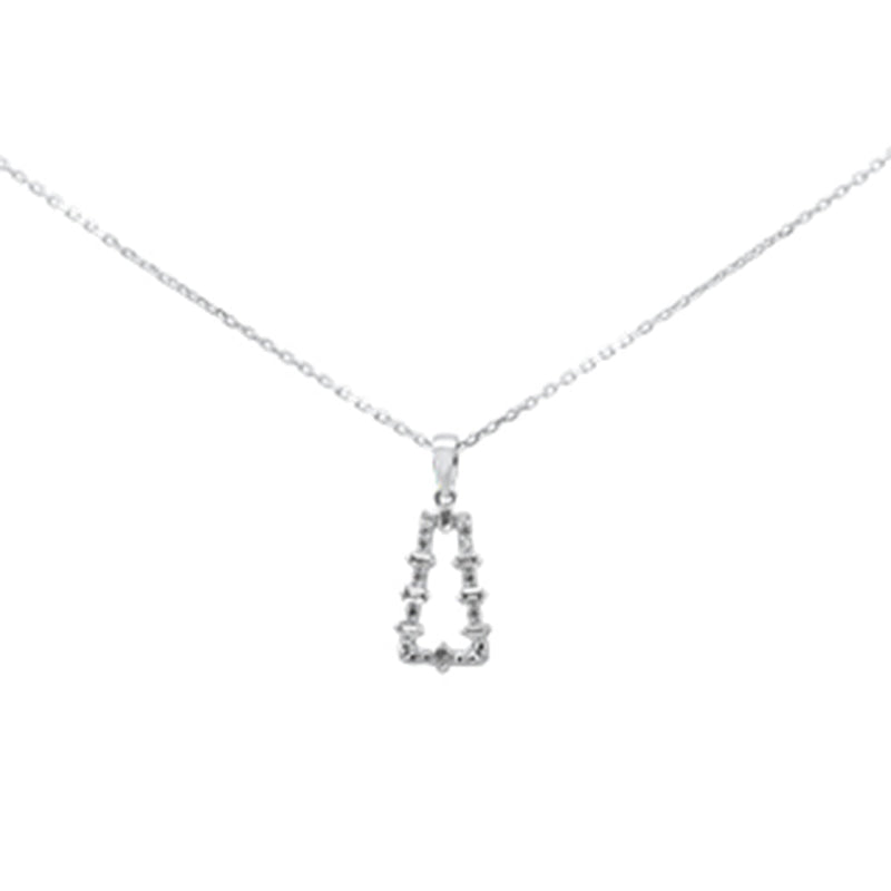 .17ct G SI 14K White Gold Diamond Round & Baguette Pendant Necklace 18" Long